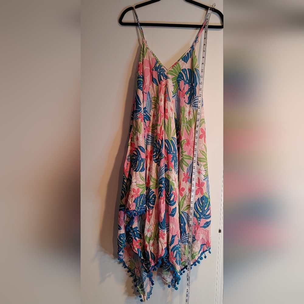 Goa Beachwear By Japan Multicolor Floral Cover Up With Spaghetti Straps Size L - Picture 10 of 12